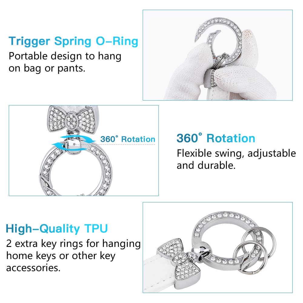 1797 For Audi Key Fob Cover Bling Keychain A6 A7 A8 Q7 Q8 S6 S7 Accessories Car Remote Case Shell Protector Girly Cute 3 Button White Silver Tpu
