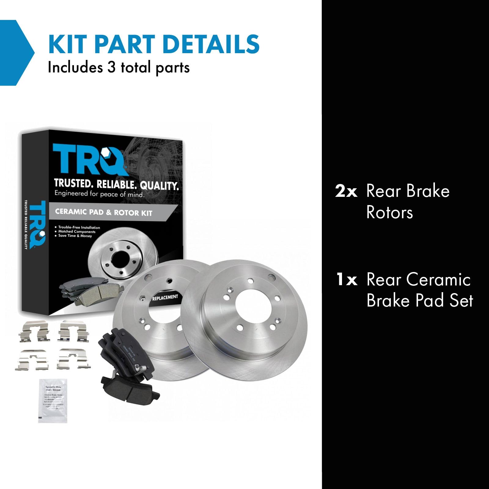 Trq Rear Brake Pad & Rotor Kit Brake Pads Brake Rotor Ceramic Compatible With 2010 Hyundai Azera 2007-2009 Kia Amanti