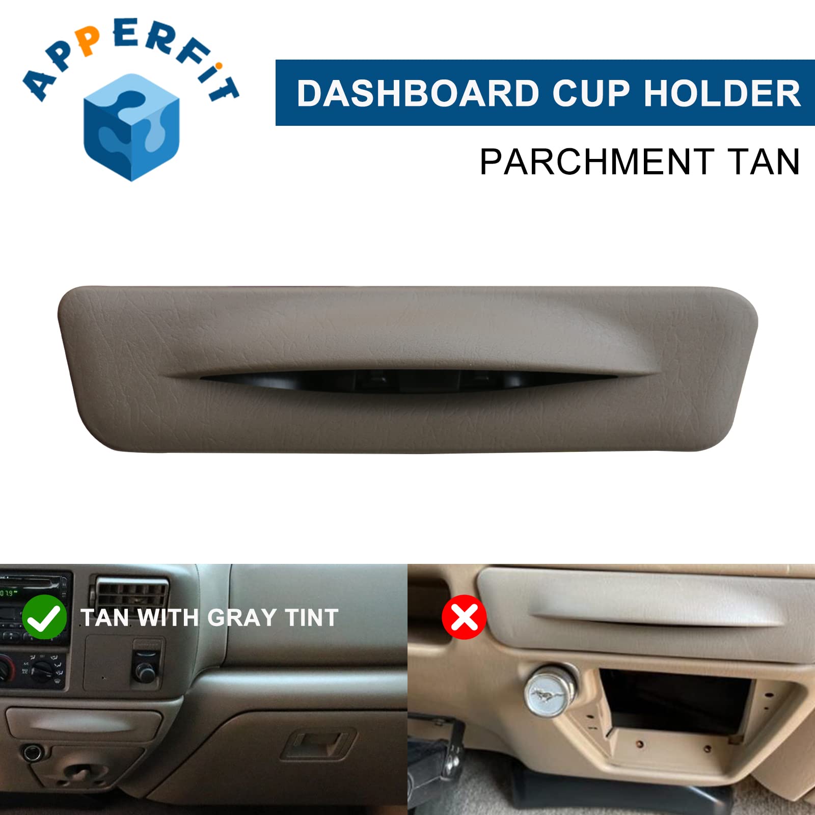 APPERFiT Dash Cup Holder for 1999-2004 F250 F350 F450 F550 & Excursion, Tan, Model CP002