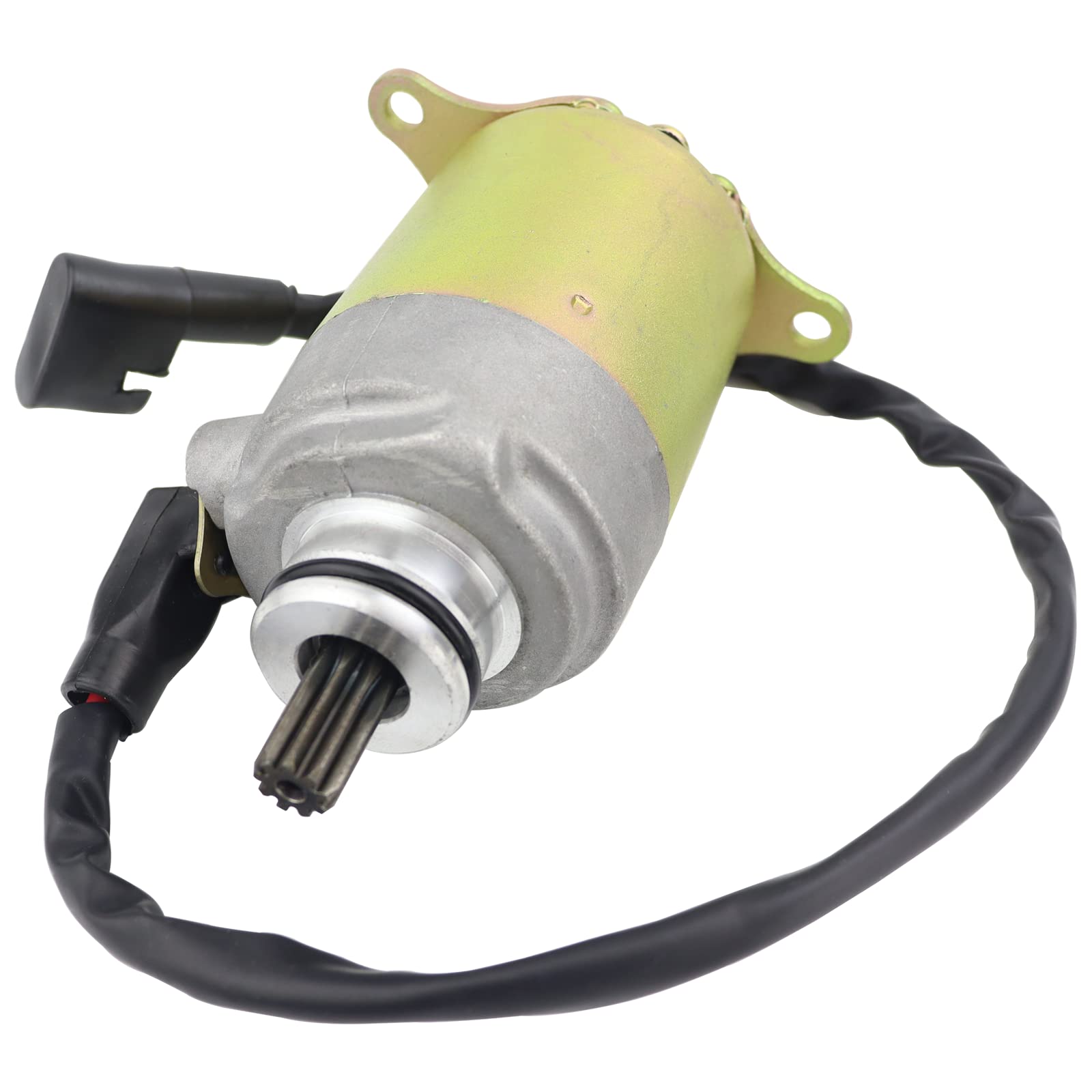 STABSOLI Starter Motor & Solenoid Relay for GY6 125CC/150CC ATV, Moped, Go Kart - Metal, Gold, Model SS057+033