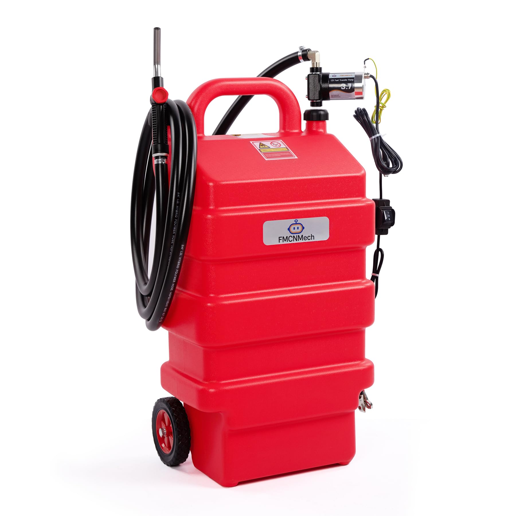 FMCNMech 16 Gallon Portable Fuel Caddy with 12V Electric Pump, Forward & Reverse Fuel Transfer Tank for Gasoline, Diesel, and Ke