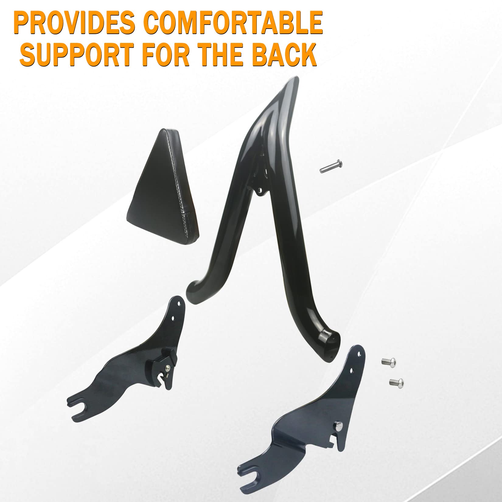26'' Height Black Sissy Bar, Detachable Passenger Backrest Rear Pad Compatible for Harley Davidson Touring Models 2009-2023 Stre
