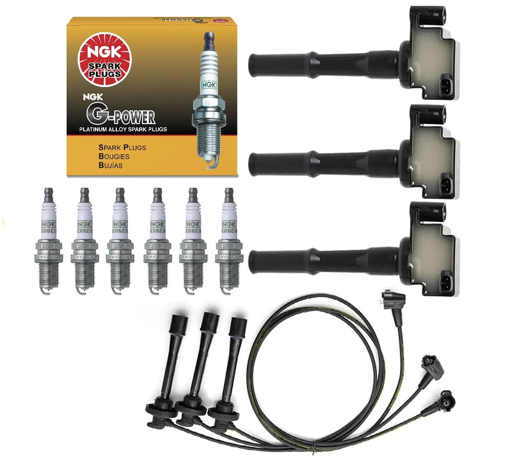 Yoshi Motors Ignition Coil Pack & NGK Spark Plug + Wireset Replacement For Toyota Tundra 4Runner T100 Tacoma 3.4 V6 1995 1996 19