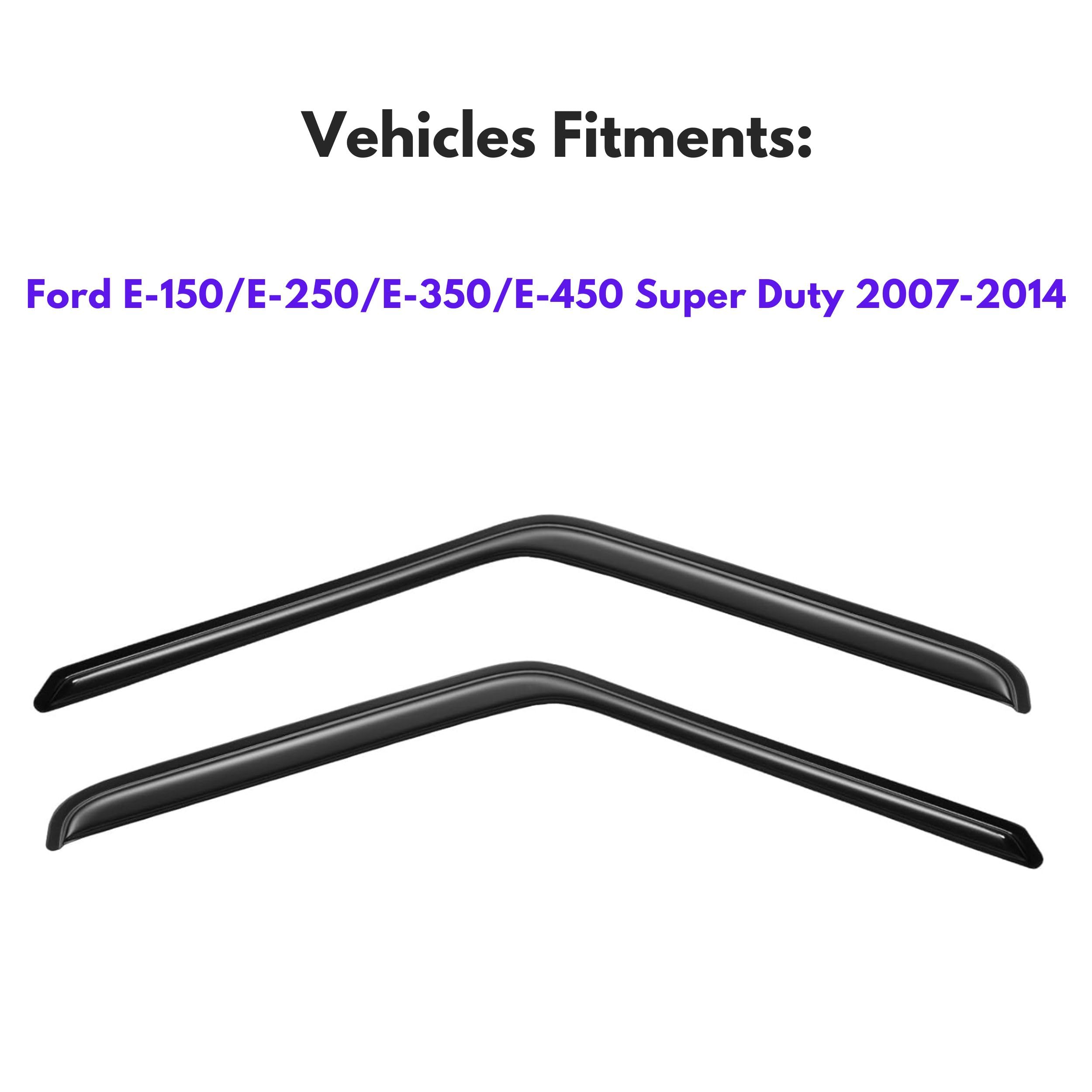 KPY Window Visor Compatible with 2007-2014 Ford E150 E250 E350 E450 Super Duty, Rain Guard Window Vent Deflectors Tape-On Style,