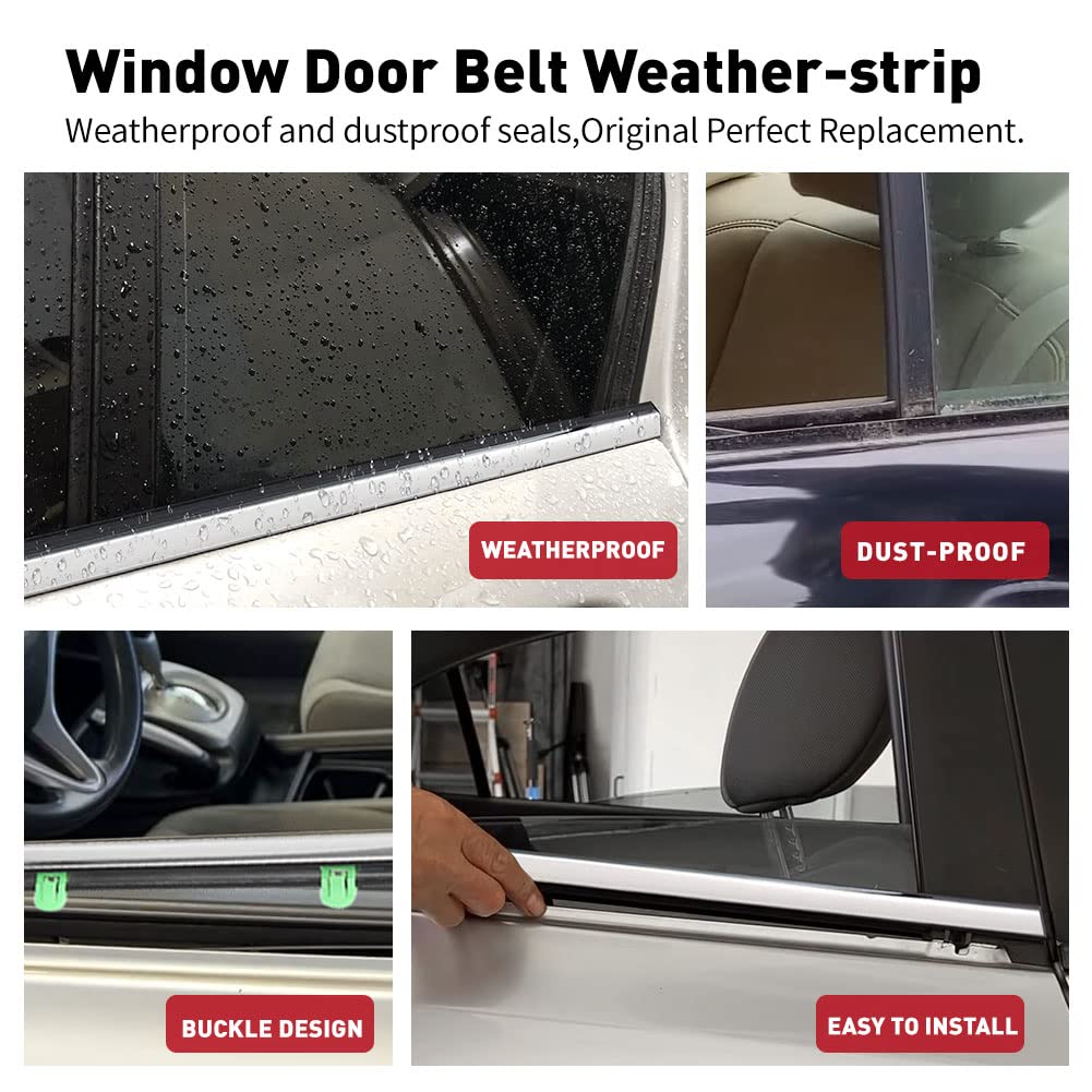 Newsmarts 4Pcs Window Molding Trim For Honda Cr-V/Crv 2007-2011,Chrome Outer Door Weatherstrip Window Seal Belt,Replace#72410-Swa-A01 72450-Swa-A01 72910-Swa-A01 72950-Swa-A01