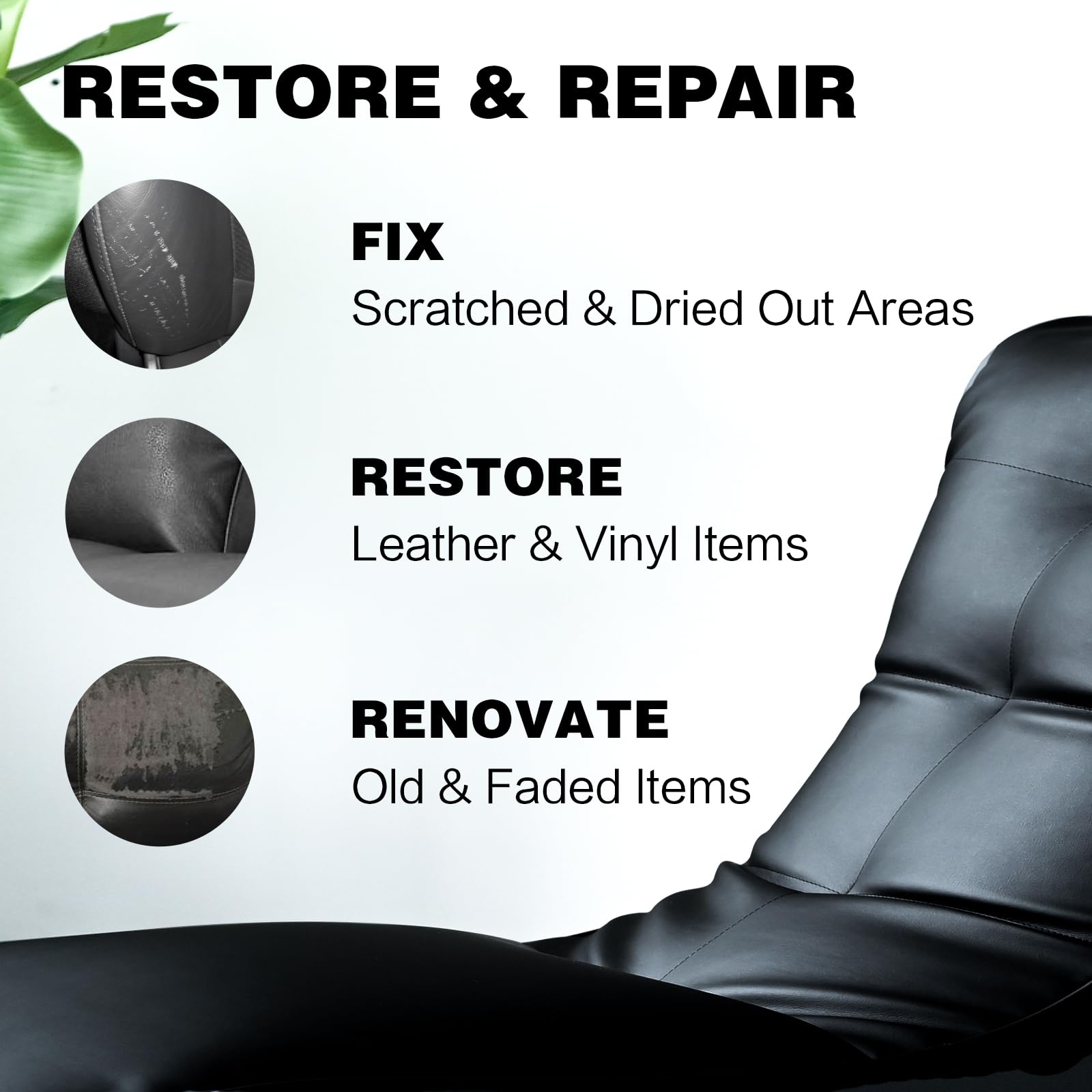 WEYSTOM Leather Recoloring Balm Repair Kit - Black, 8.5 OZ, Model 8OZ-BK for Restoring Aged, Faded, Cracked Leather