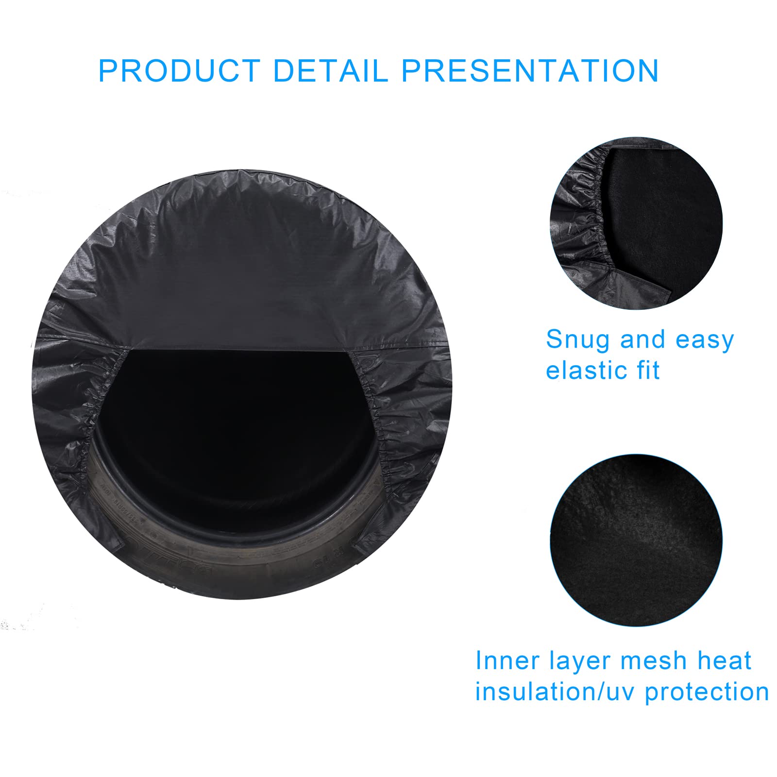 Moonet Tire Covers For Rv Wheel (4 Pack Black), Oxford Waterproof Uv Sun Protectors For Truck Motorhome Boat Trailer Camper Van Suv, For Diameter 27-29 Black
