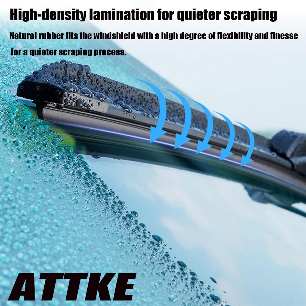 Attke Oem Quality Front Windscreen Wiper Blades For Hyundai Santa Fe 2013-2018/Nissan Rogue 2008-2013/Toyota Yaris 2007-2011 (26