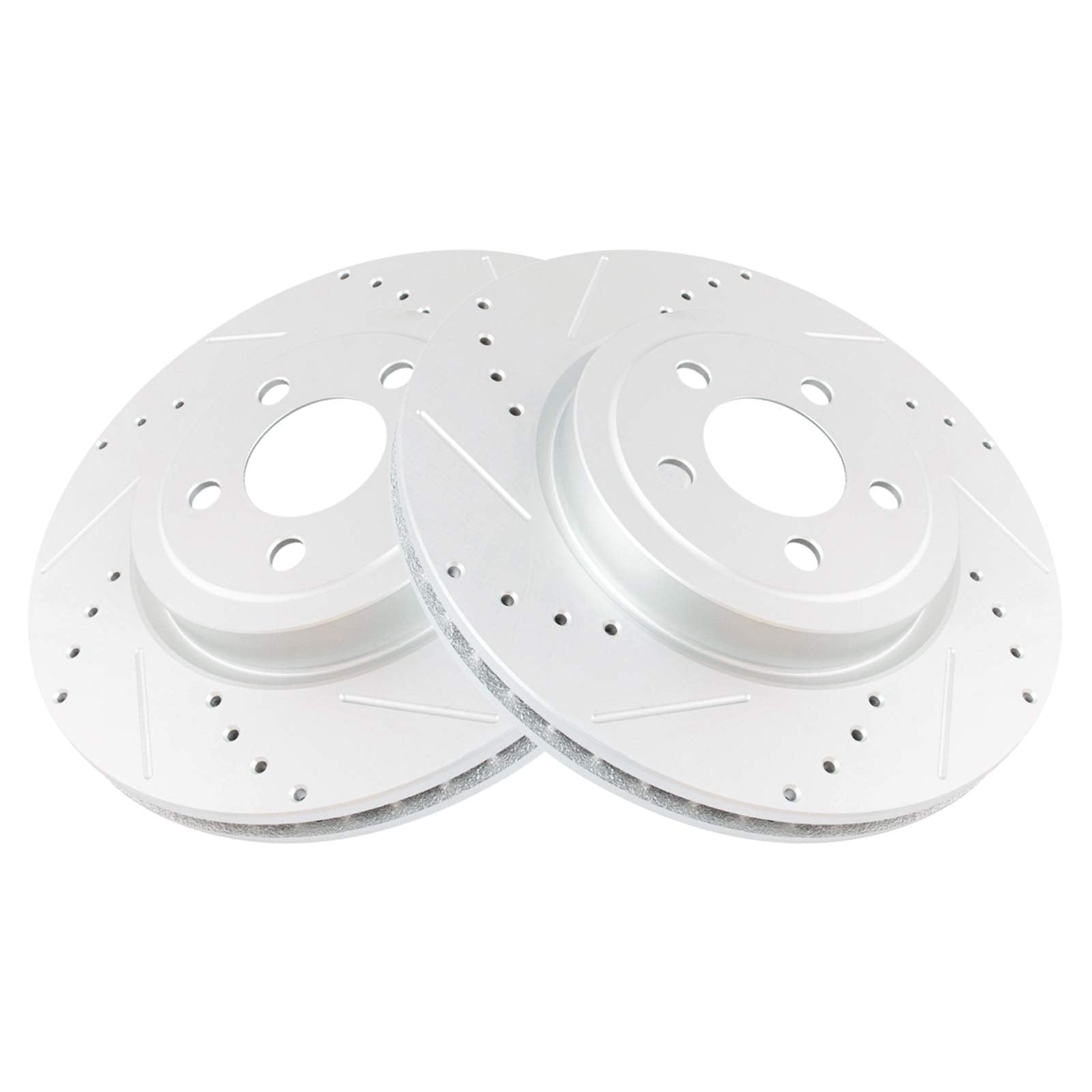 Trq Front Performance Brake Rotors Set Premium G-Coated Cross Drilled & Slotted Compatible With 2005-2021 Chrysler 300 2009-2022