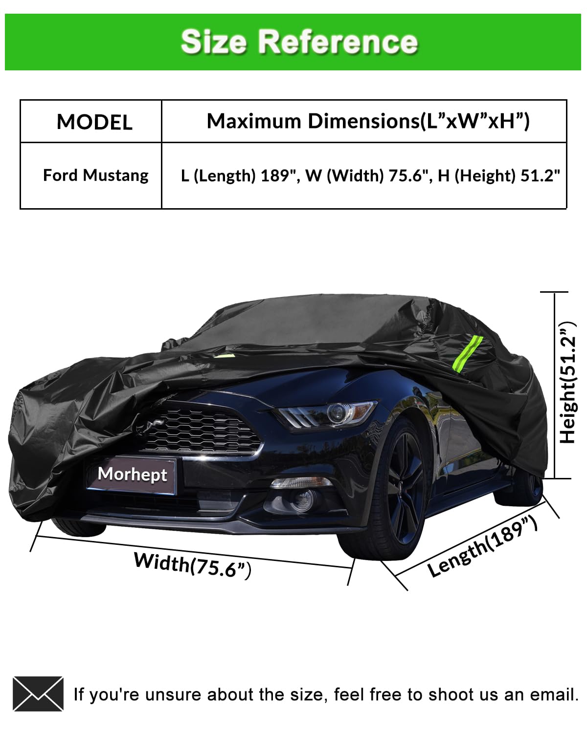 Morhept Car Cover Custom Fit For Ford Mustang 2005-2025, Waterproof All Weather Gt Cover Outdoor Dustproof Shelby Coupe Cover Wi