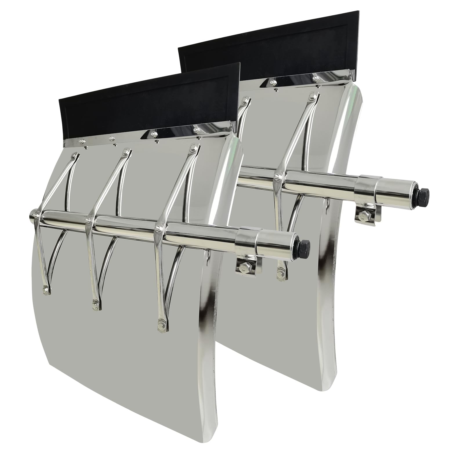 GaeaAuto 24x31 Stainless Steel Quarter Fender Set Mud Flap Hangers with Single Bolt Mounting Bracket Fit for Semi Truck Trailer,