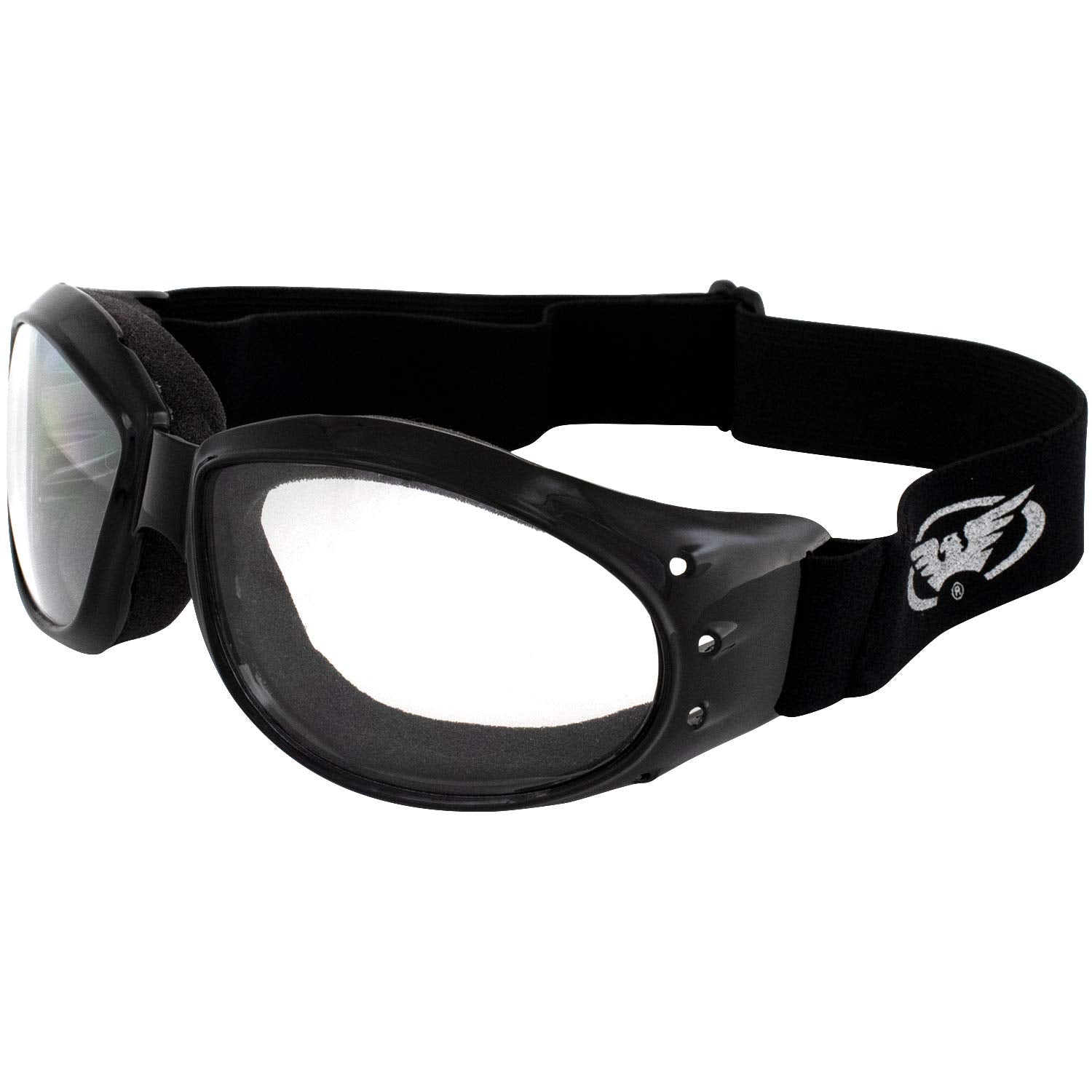 Global Vision Eliminator Dirt Bike Padded Motorcycle Riding Goggles For Men And Women (Black Frame/Smoke Lens) (Black Frame/Clear Lens)