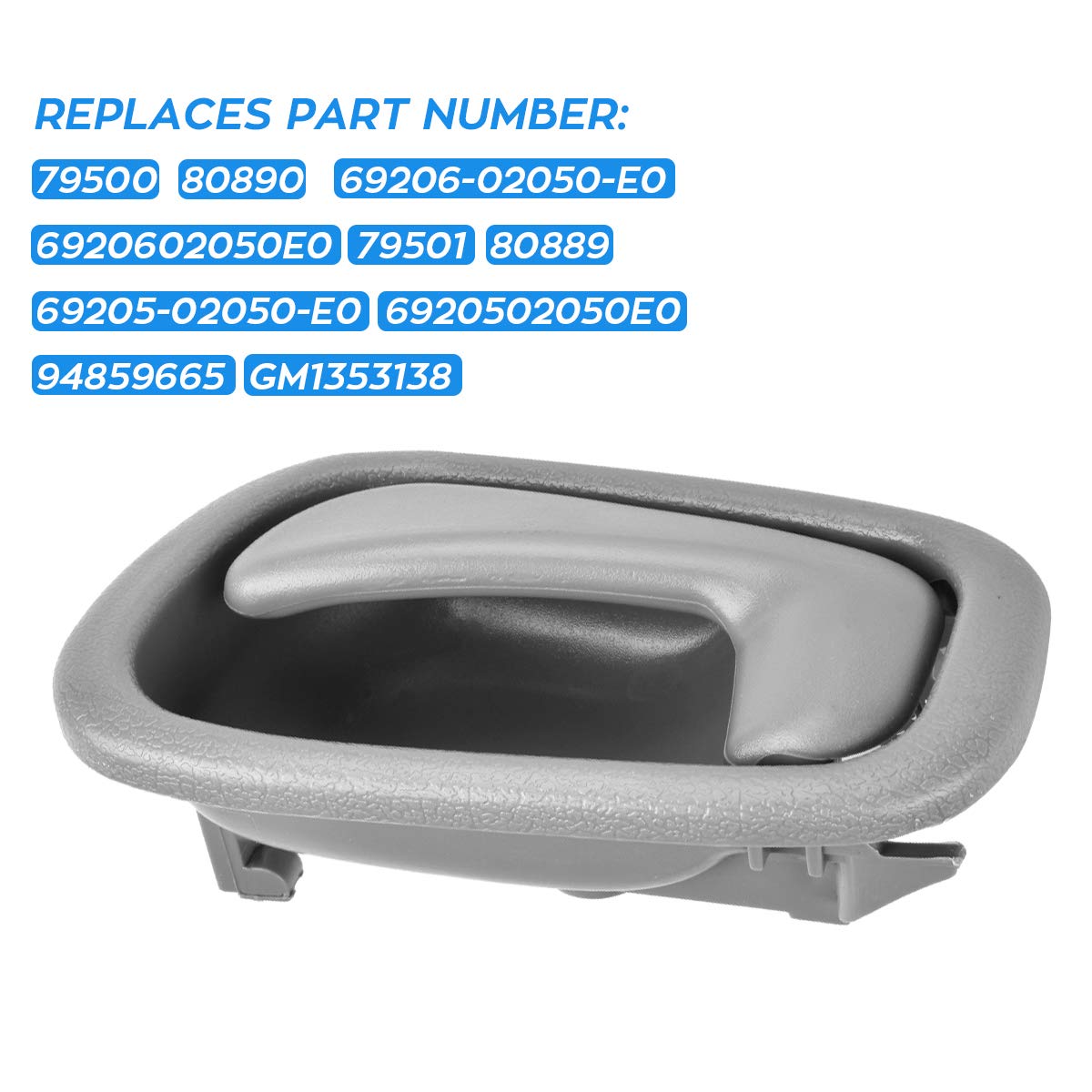 Faersi 4Pcs Inside Interior Door Handles Front Rear Driver & Passenger Side Replacements For 1998 1999 2000 2001 2002 Corolla Prizm Manual Lock, Gray
