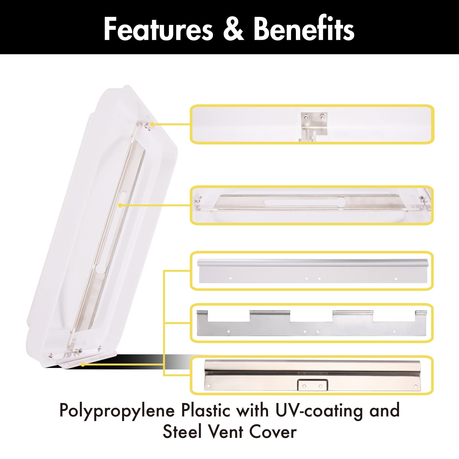 Onltco Expert Rv Vent Lid Replacements (2-Pack) - Universal Fit For Trailers, Campers & Motorhomes, White Covers With Durable Metal Hinges, Compatible With Jensen, Ventline & Elixir Vents