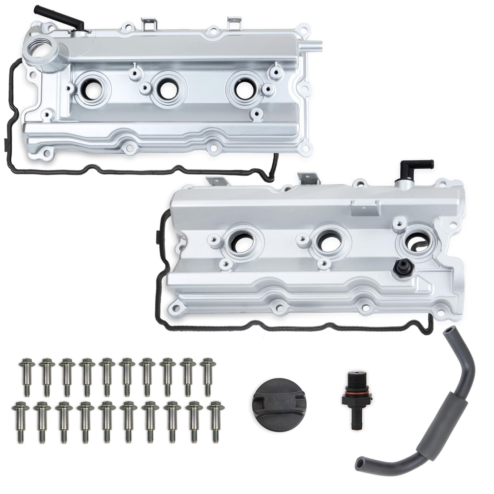 Mitzone Upgrade Vq35De Left And Right Aluminum Valve Cover With Tube Compatible With Infiniti G35 M35 Fx35 For Nissan 350Z 2003-
