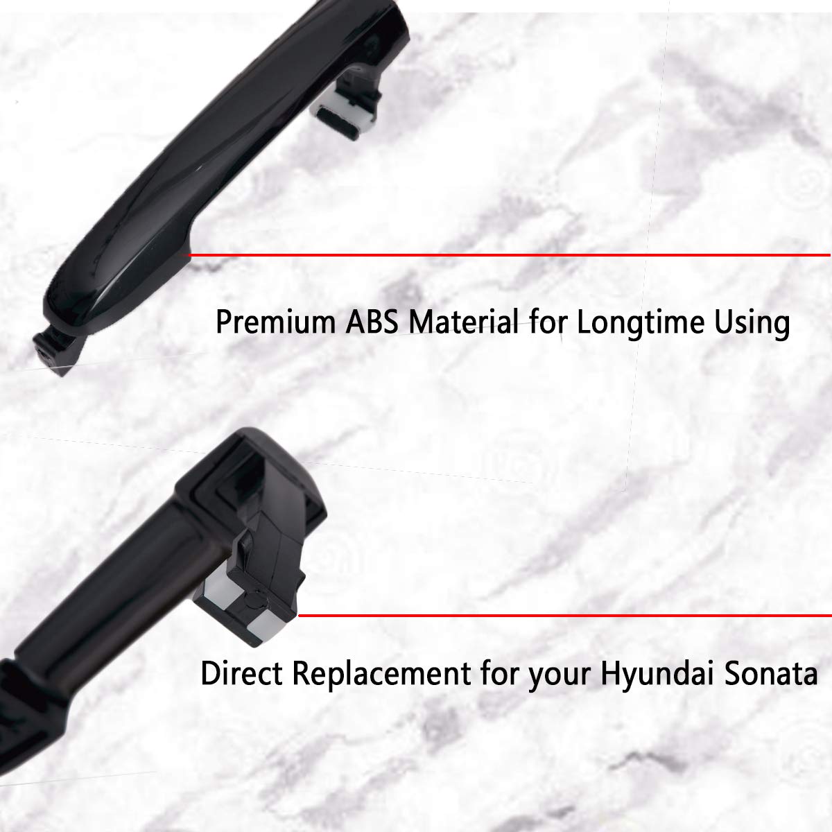 Ymhhefy Door Handle Compatible For Hyundai Sonata 2005 2006 2007 2008 2009 2010 82651-3K000 826513K000 Outside Exterior Black Fr