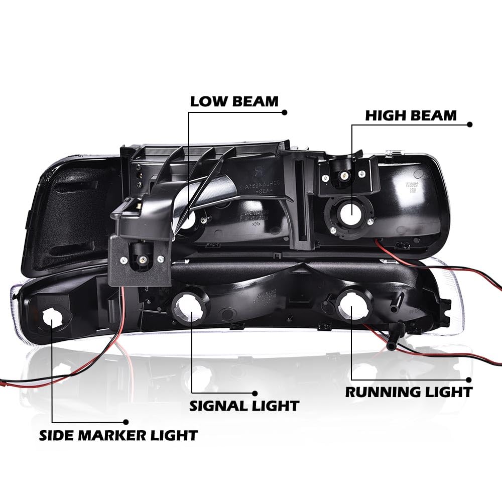 Pit66 Led Drl Headlight Assembly Compatible With Chevy Silverado 1500 2500 1999-2002/ Fit Silverado 1500Hd 2500Hd 3500 01-02/ Fi