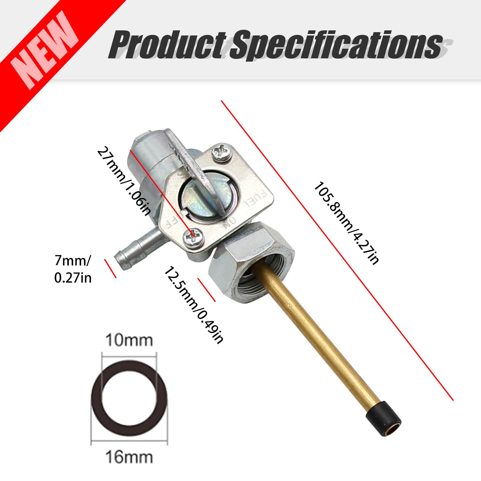 Fuel Valve Petcock Switch Shut Off Replacement For Honda Trx250 Trx 300 Trx300Fw Fourtrax 1988-2000, Replace 16950-My6-791 16950