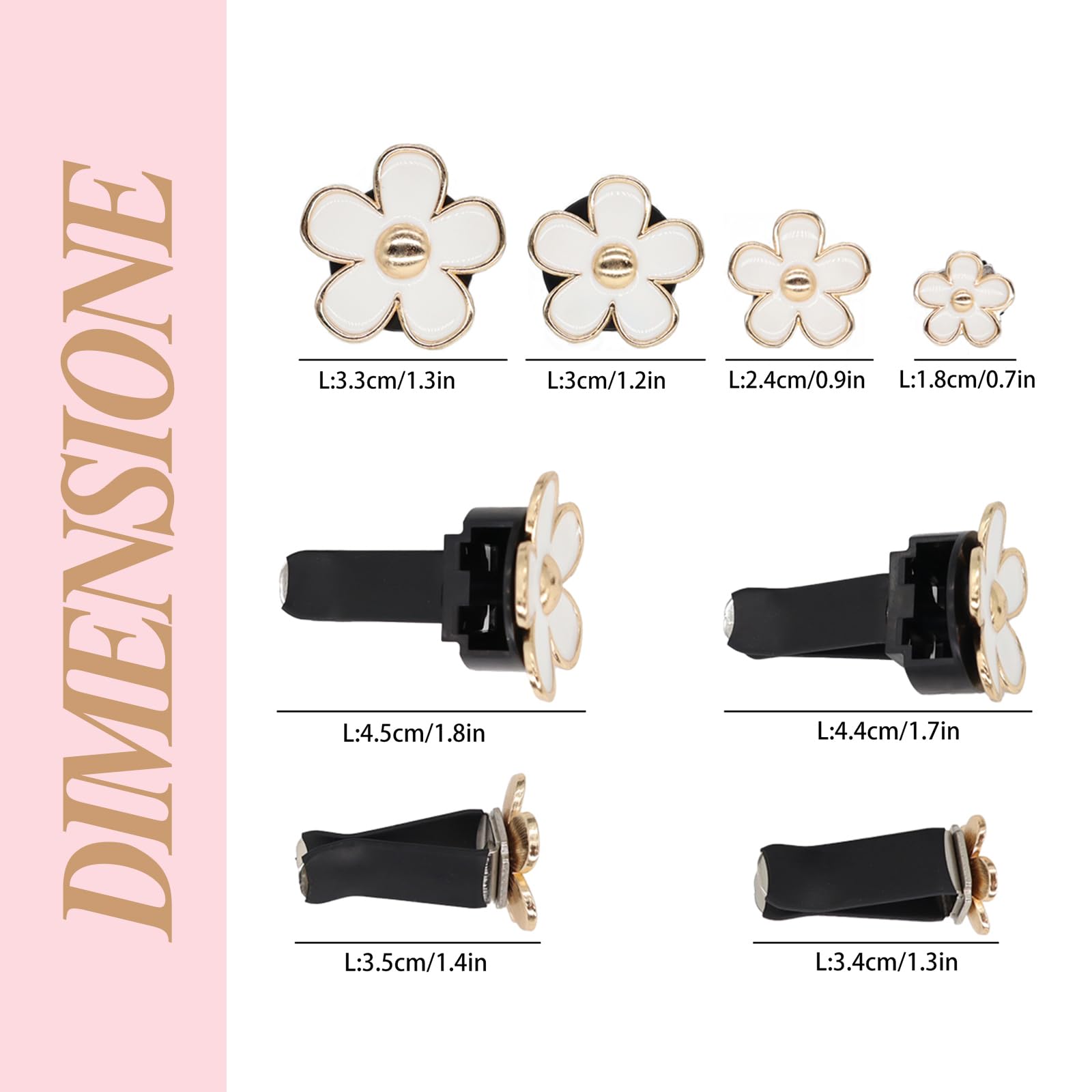 4Pcs Flowers Car Air Freshener Vent Clips Cute White Daisy Flower Car Accessories For Women With Lavender Scent