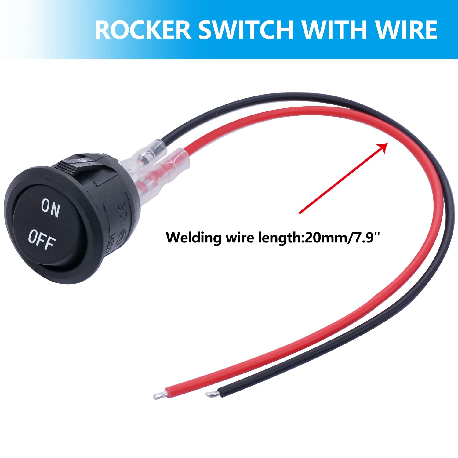 Twidec/5Pcs 12V Round Rocker Switch Ac 6A/250V 10A/125V Spst 2 Pin 2 Position On/Off Toggle Switch For Car Boat Automotive Rv Bl