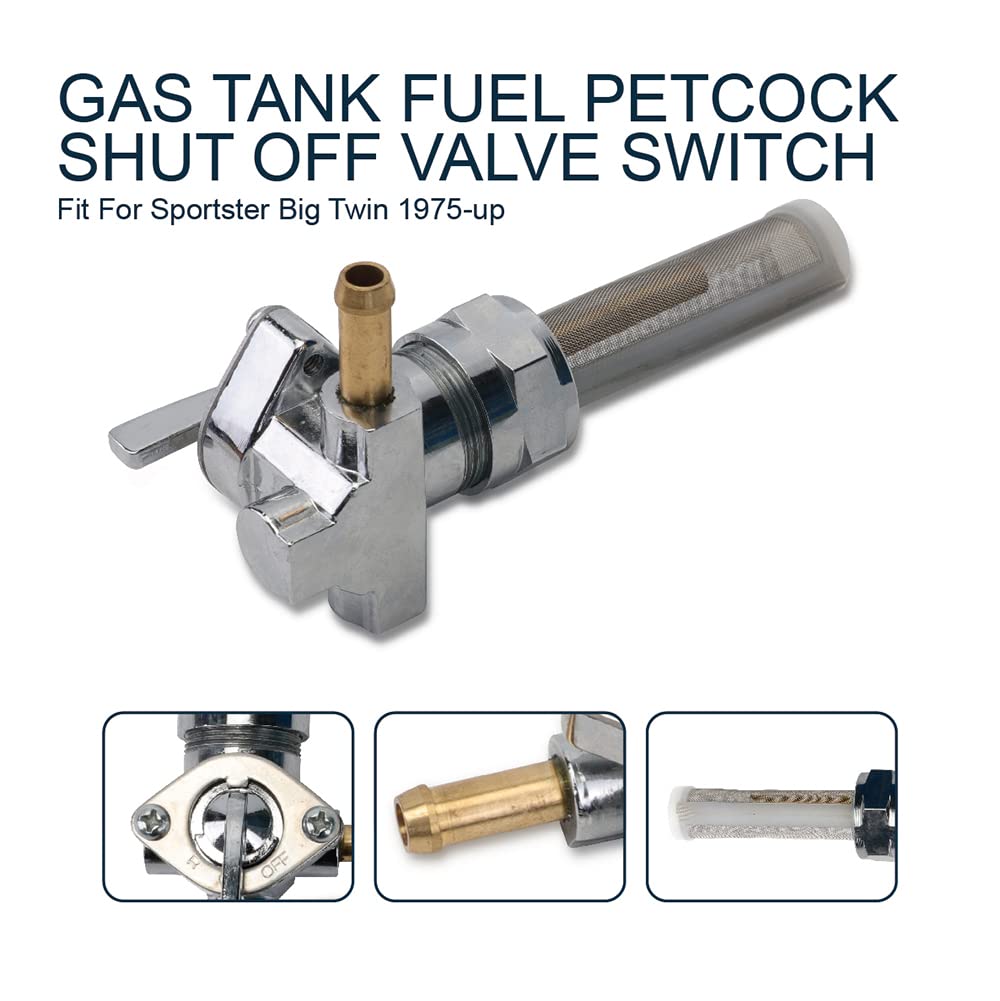 YINNCKE 22mm Petcock Fuel Valve Shut Off Tank Switch Fits For Harley Davidson Sportster Big Twin Dyna Electra Glide Heritage Sof