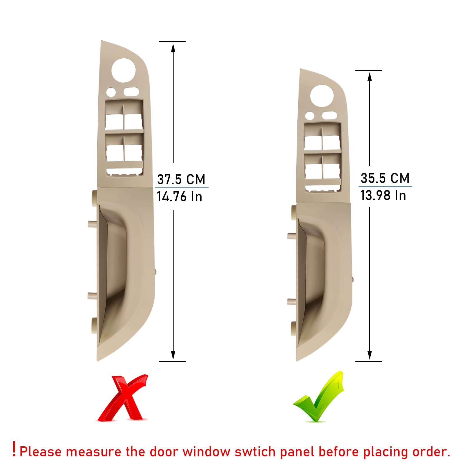 Jaronx E90 E91 Driver Side Door Handle - 13.98" Beige ABS, Compatible with BMW 3 Series 320i 323i 325i 328i 335i