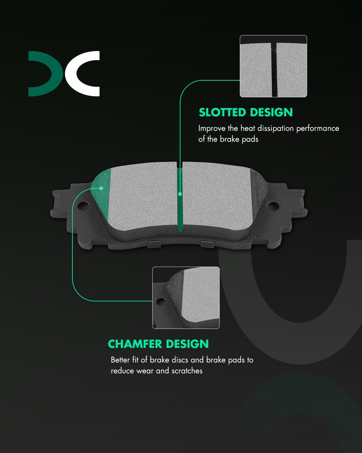 Scitoo Front Rear Disc Brake Pad Set 8Pcs W/Hardware Fit For Lexus For Nx200T / For Nx300 / For Nx300H,For Toyota For Avalon 202
