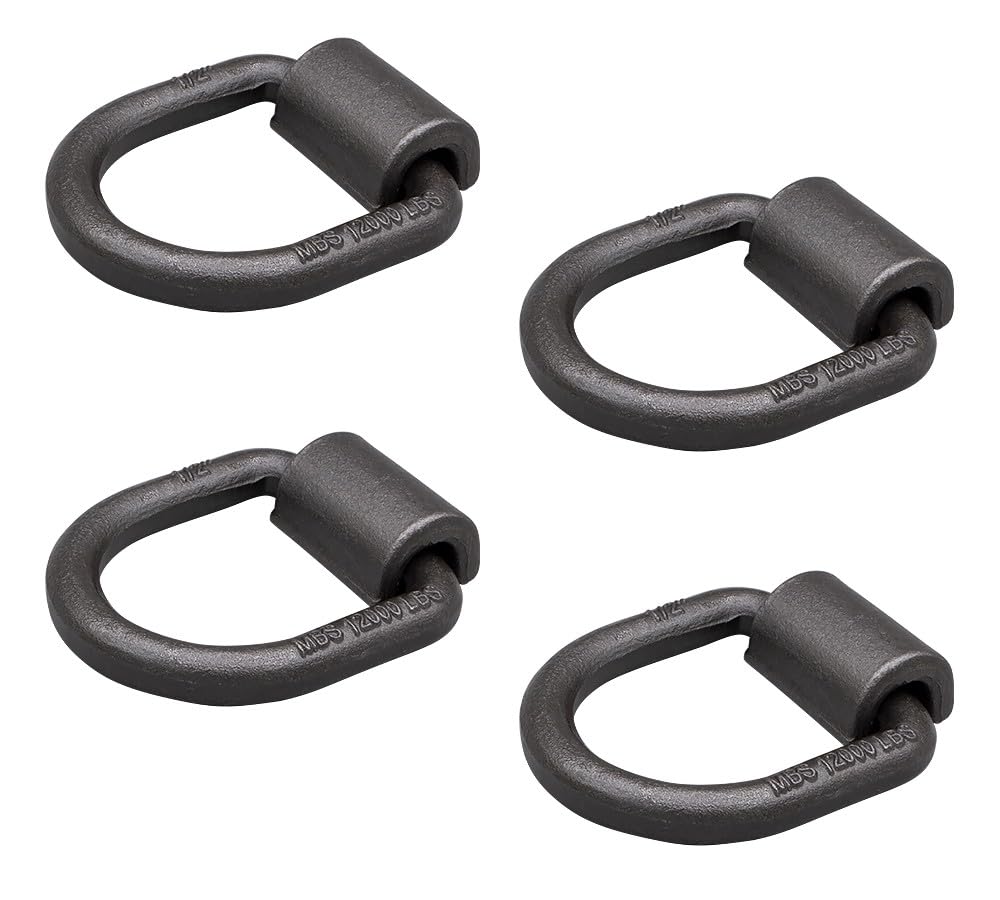 Mytee Products 4 Pack 1/2'' Heavy Duty Weld-On Forged D Ring 12,000 Lbs For Trailers, Trucks, And Cargo Tie Downs