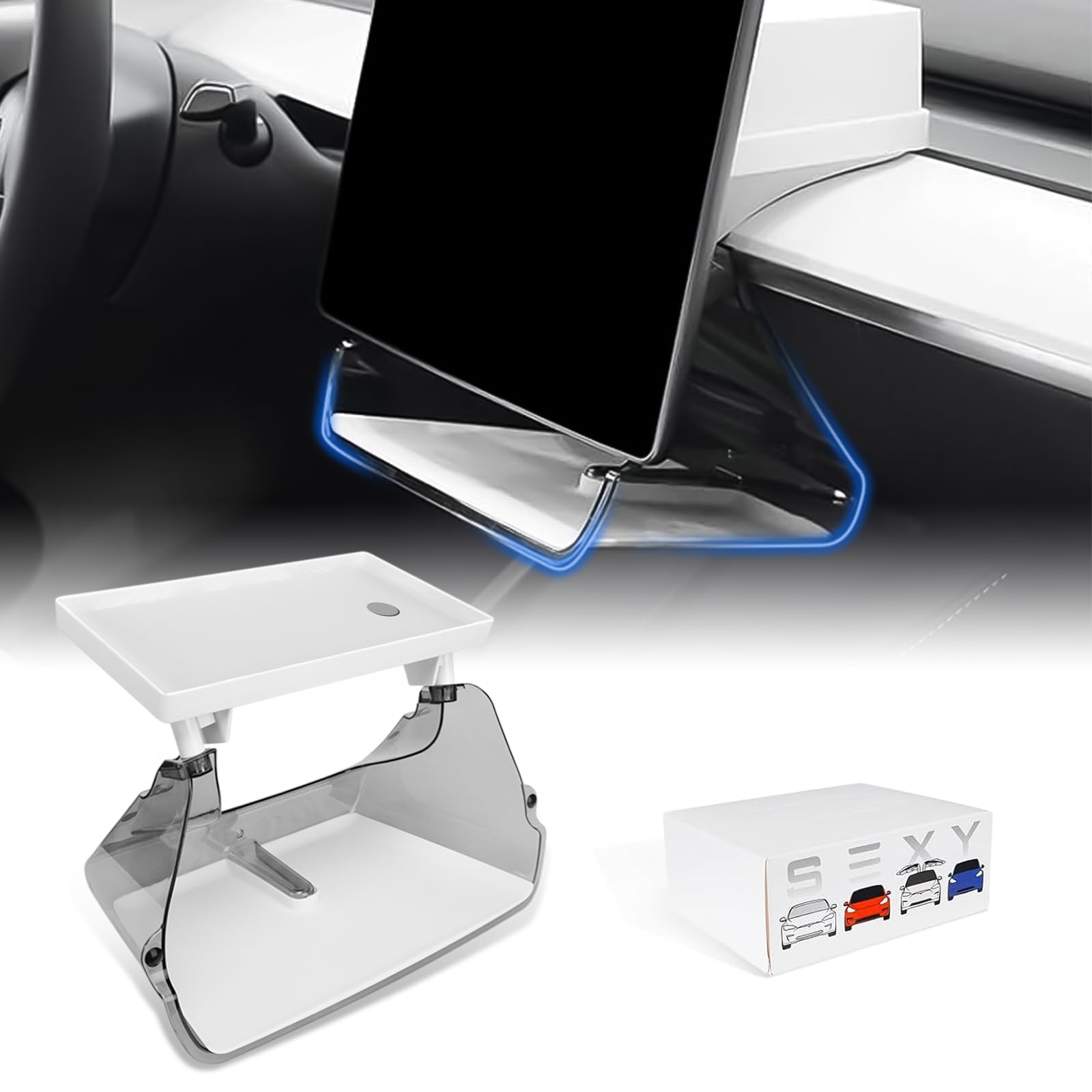 Klutchtech Telsa Model 3 Model Y Center Console Organizer Tray Magnetic Under Screen Storage Box Behind Screen Tray Dashboard Or