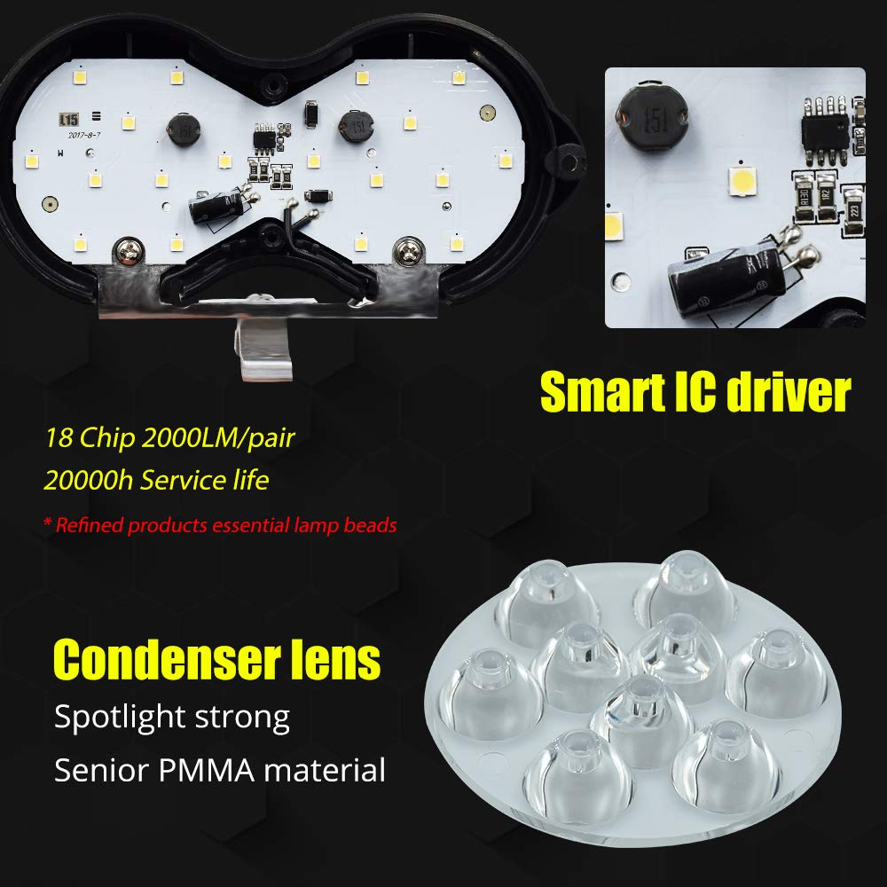 Henlix Motorcycle Driving Lights 3000Lm Super Bright 18Smd Chips Sport Lights Waterproof For Cars Atv Bike Yamaha Utv Truck Boat