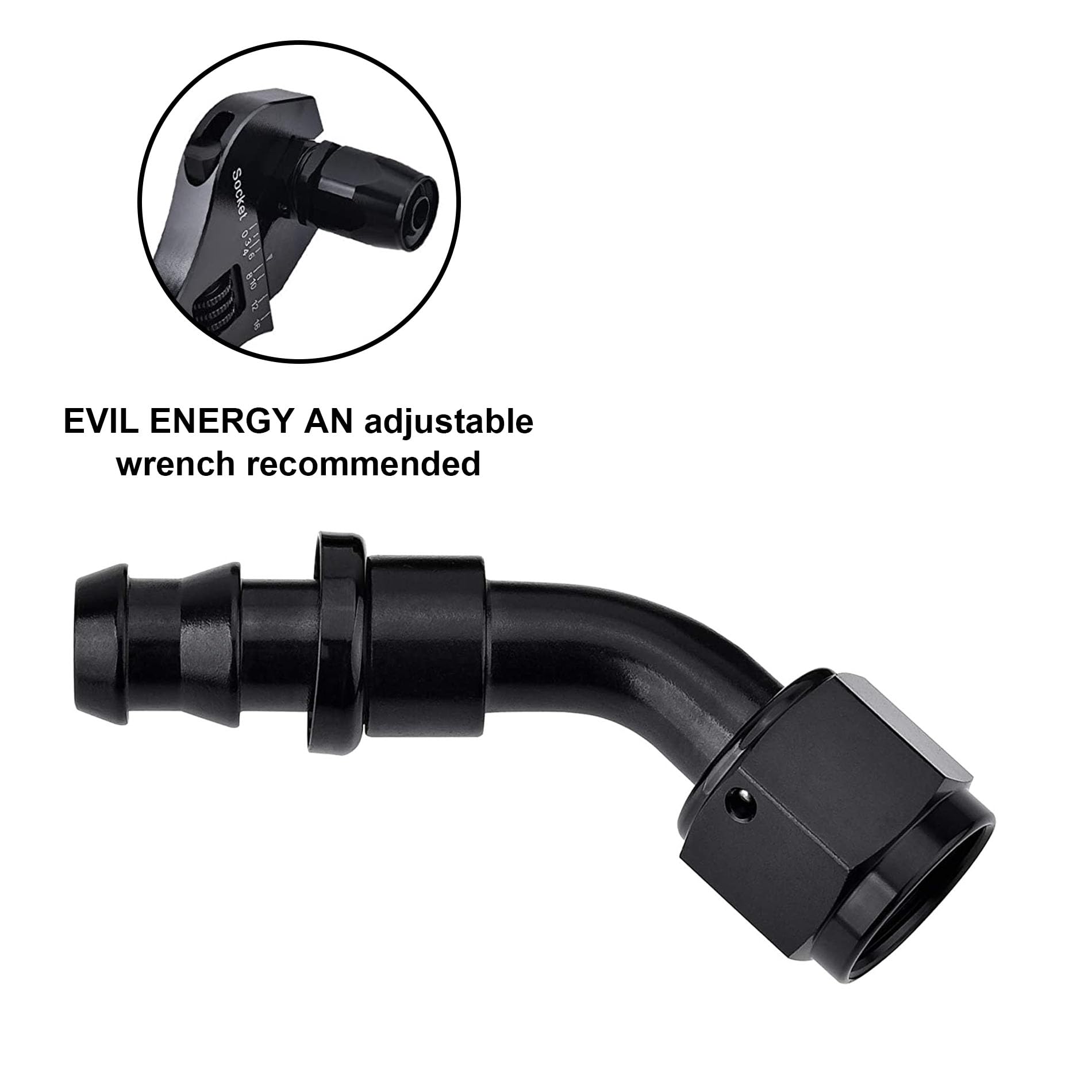 Evil Energy 12An 45 Degree Push Lock Hose Fitting End Black 2Pcs