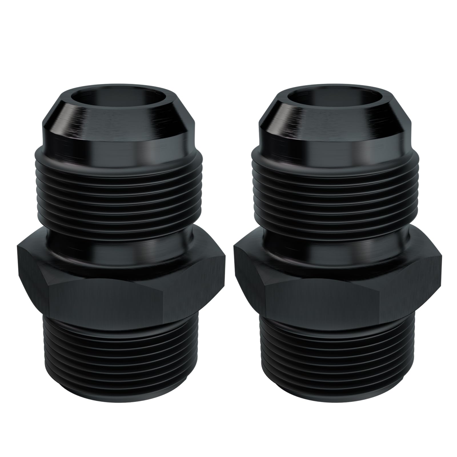 APIELE 10AN External Thread Expansion to AN10 ORB External Thread O-Ring Aluminum Black Adapter 2PCS(10AN ORB TO AN10)