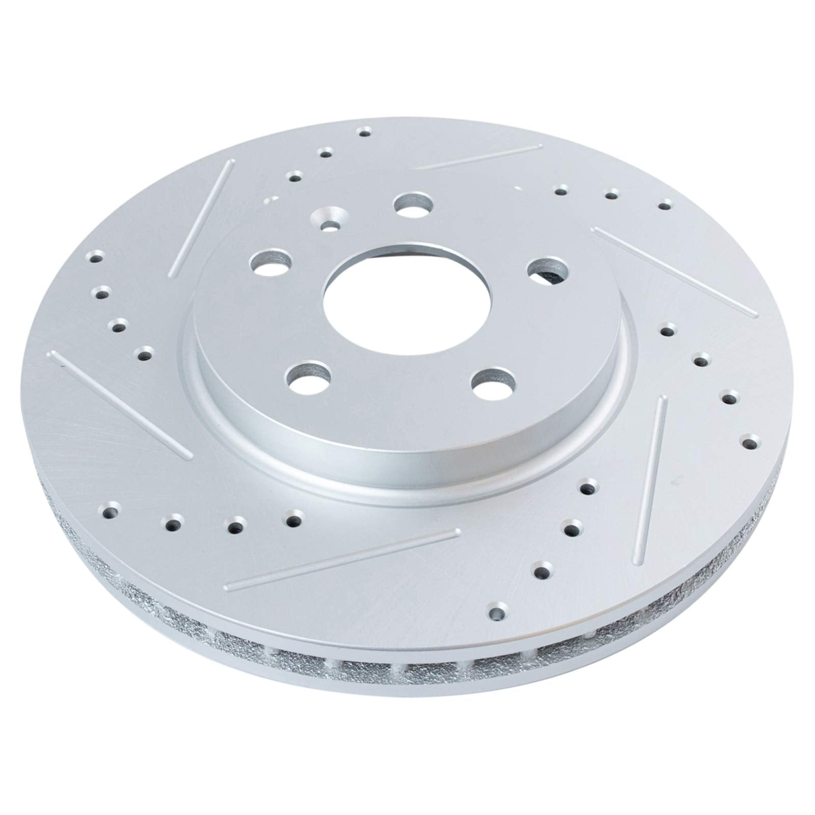 Trq Front Performance Brake Rotors Set Premium G-Coated Cross Drilled & Slotted Compatible With 2008-2014 Cadillac Cts