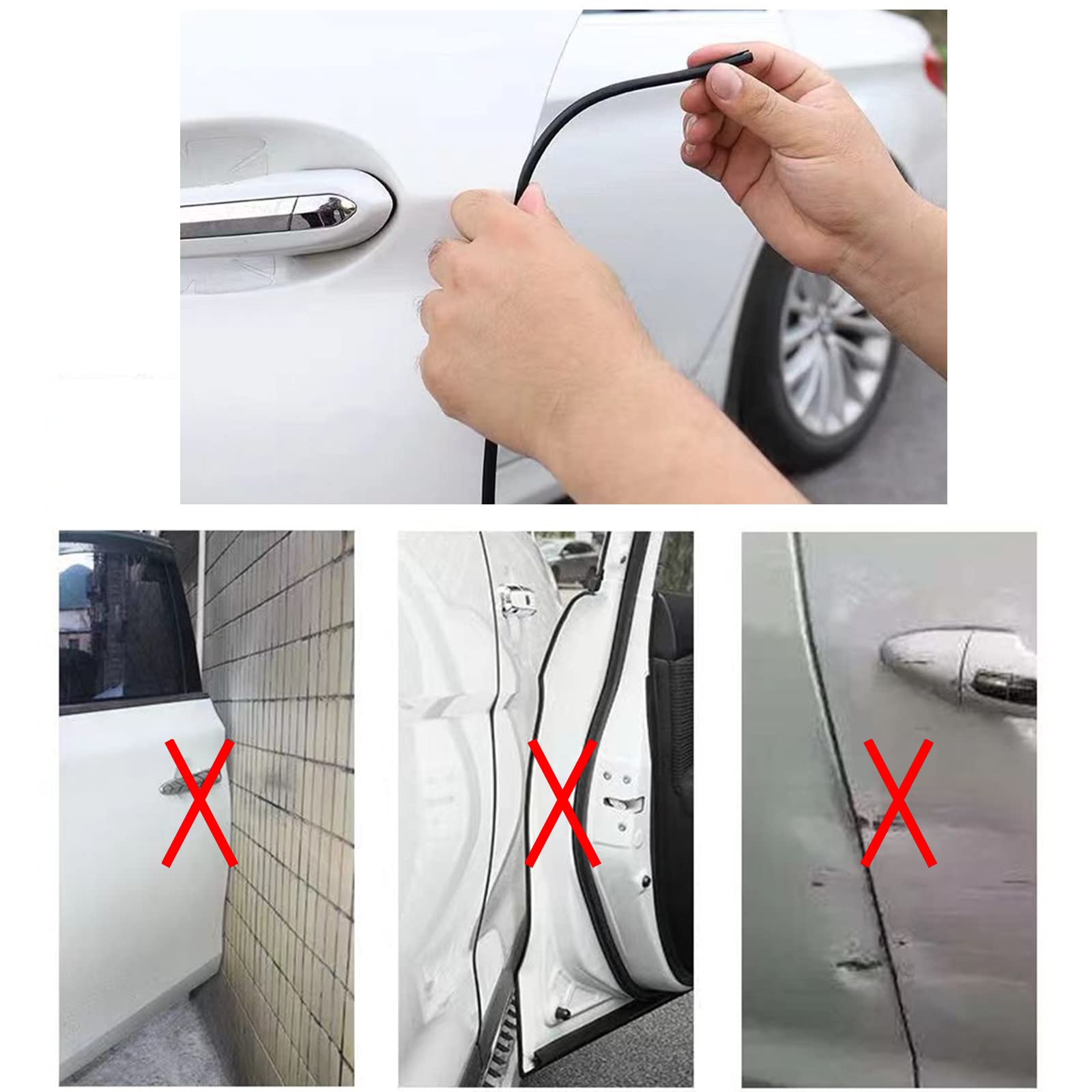 Door Edge Guard U Channel Rubber Edge Trim Self Adhesive Metal Edge Protection Guard for Most Car Doors, Hatches, Lockers, Panel