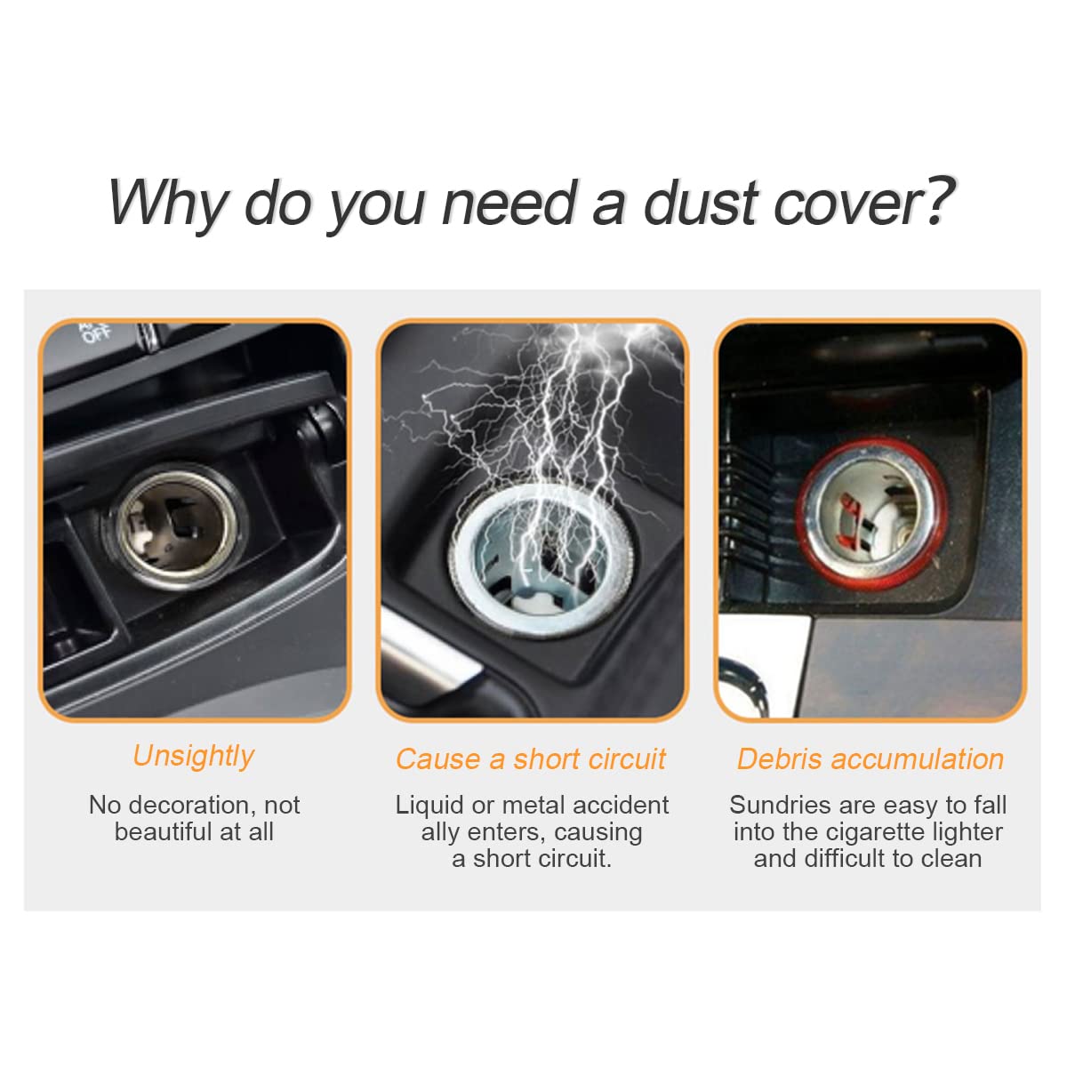 Bling Car Cigarette Lighter Plug Cover, Dustproof Cigarette Lighter Cover for Car Universal for Most Cars, Boat, RV, Car Accesso