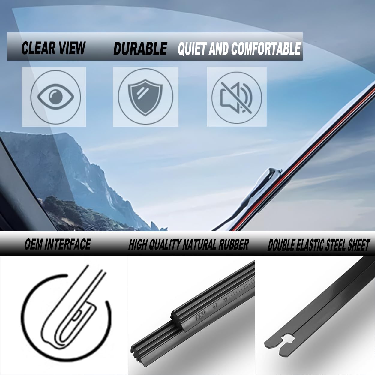 Attke Front Windshield Wiper Blades For Audi A6 2012-2018/A7 2012-2019 Genuine Replacement Wiper Blade Set 26''/21'' (Set Of 2)