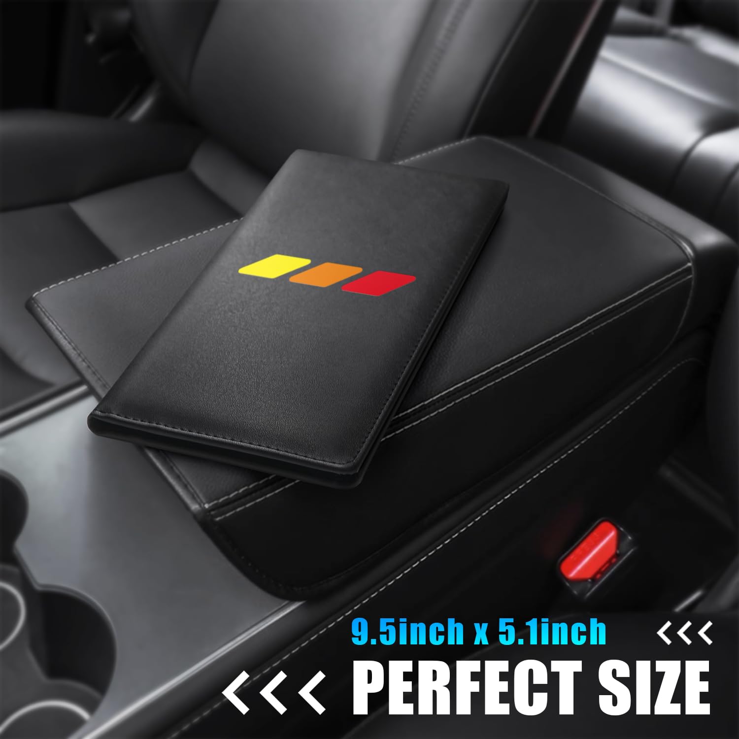 Annloysky Tri-Color Sports Car Leather Registration And Insurance Holder, Vehicle Glove Box Car Organizer, With Magnetic Shut Fo