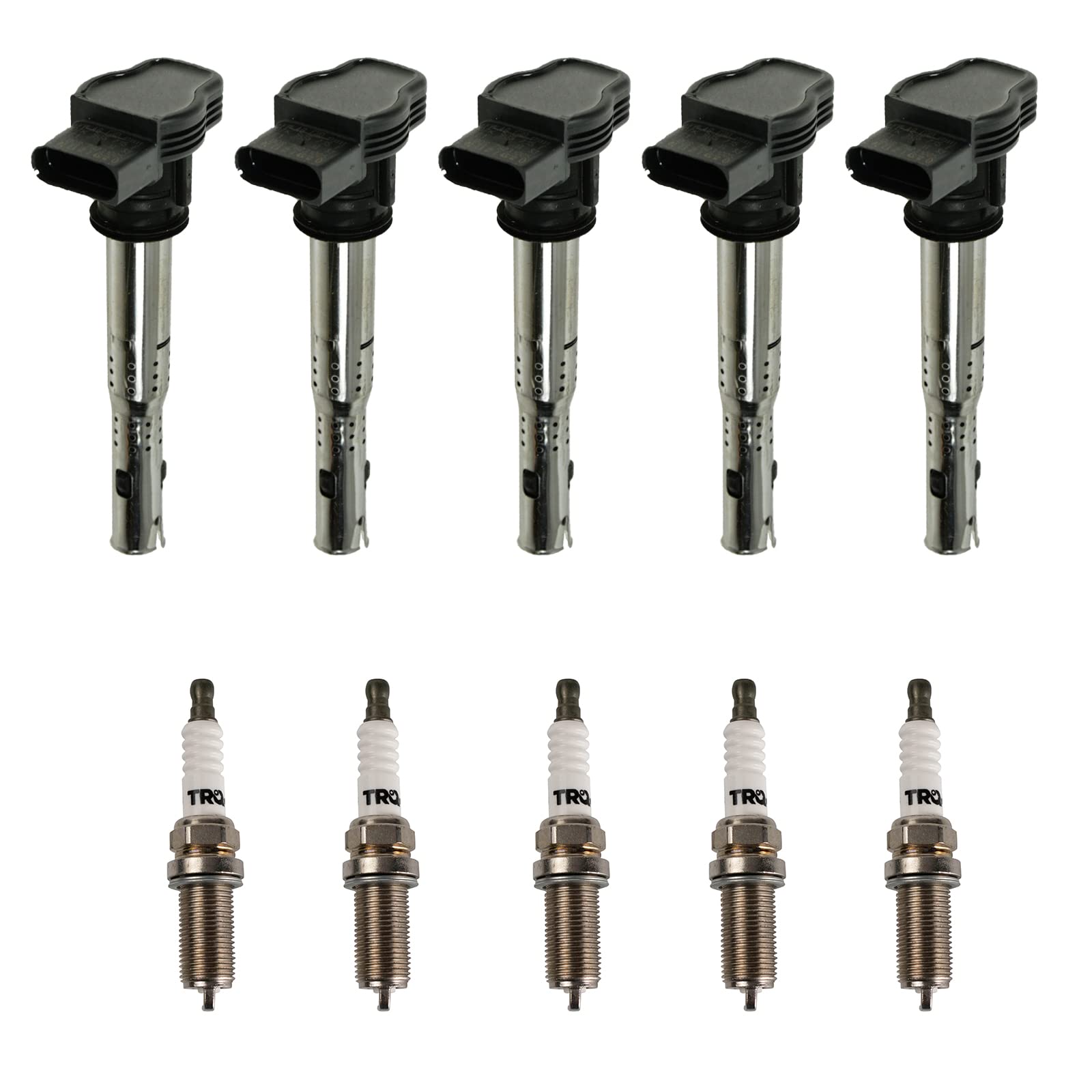 Trq Ignition Kit Ignition Coil Spark Plugs Compatible With 2006-2014 Volkswagen Beetle 2010-2014 Golf 2005-2014 Jetta 2012-2014