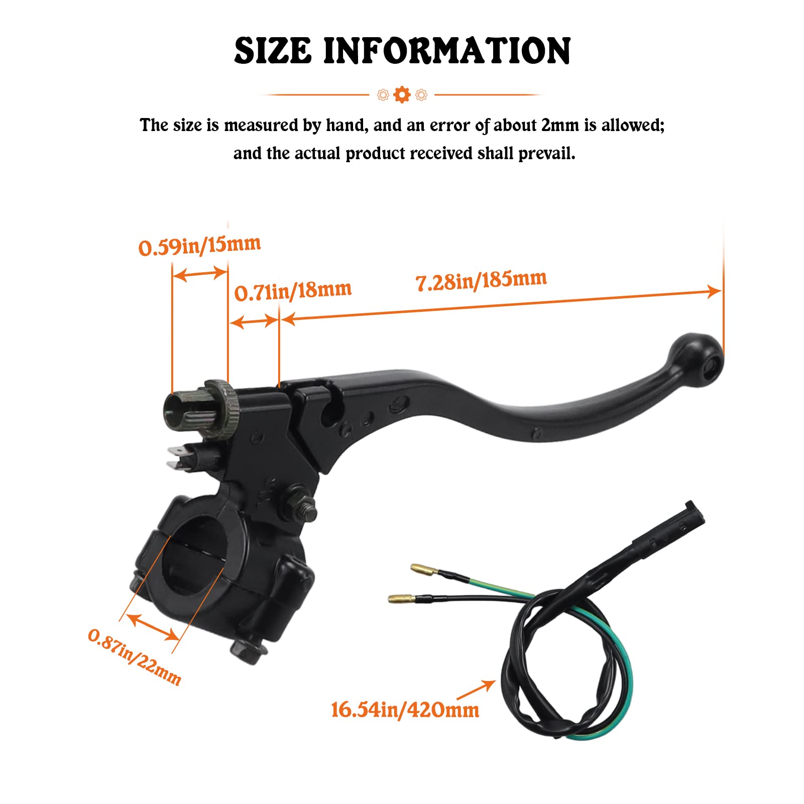 Slother 7/8" Left Hand Brake Lever for Polaris ATV, Aluminum, Black, Model HB003