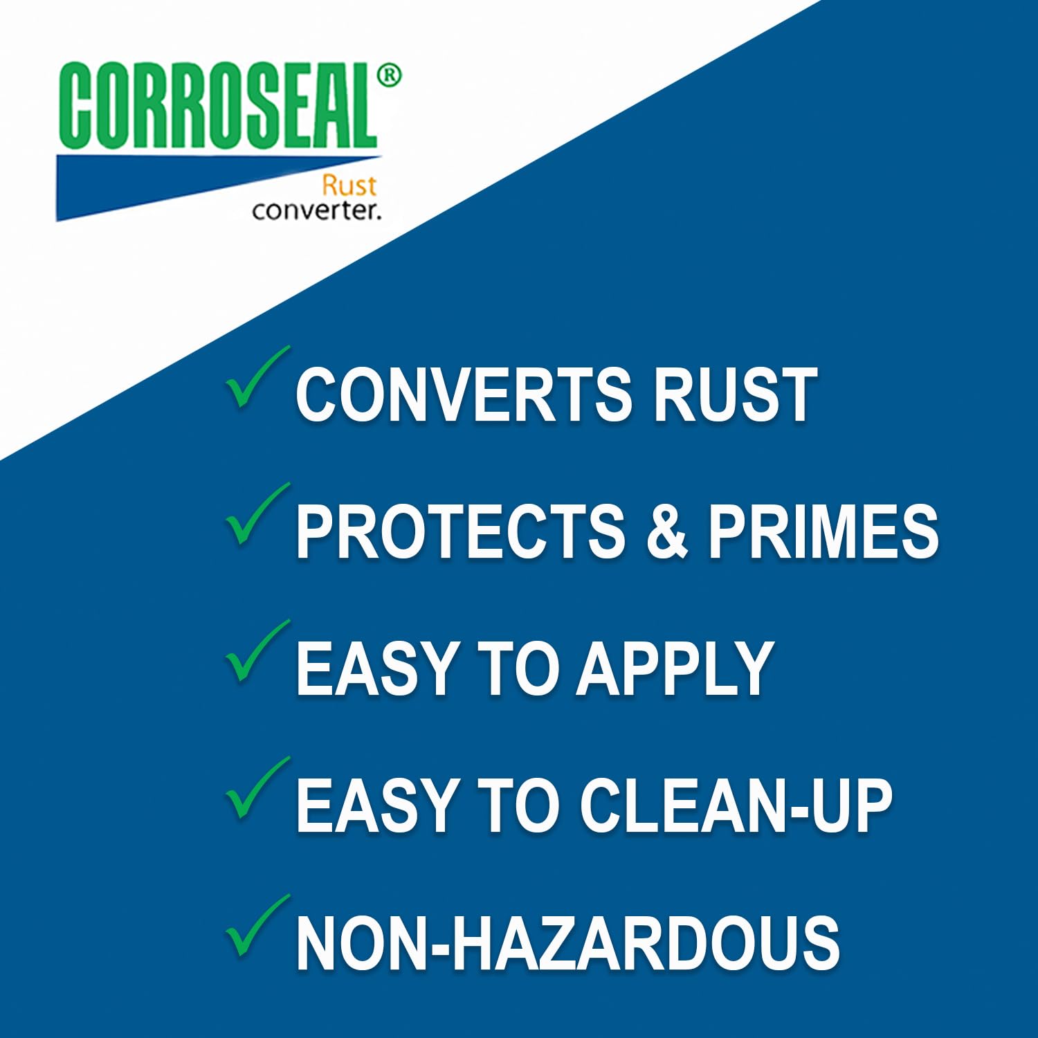 Corroseal Water-Based Rust Converter & Metal Primer Kit, Includes (1) Quart Cleaner & (1) Quart Rust Converter