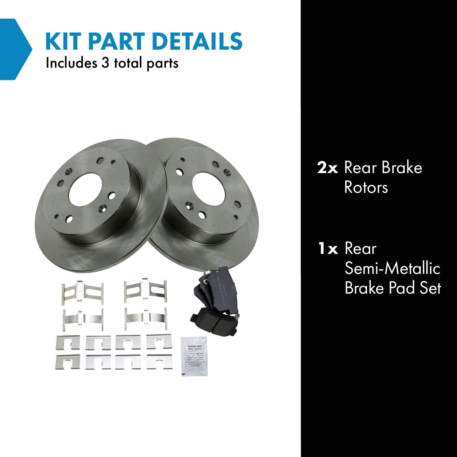 Trq Rear Brake Pad & Rotor Kit Semi-Metallic Compatible With 1997 Acura Cl 1991-1997 Honda Accord