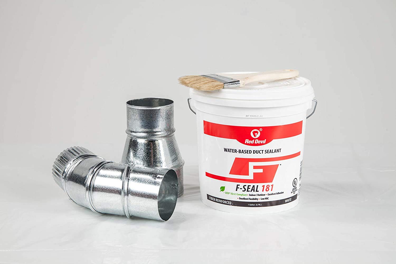 Red Devil F-Seal 181 Fiber Reinforced Duct Sealant, 1 Gallon, White, Model 0841DW, 2 Pack