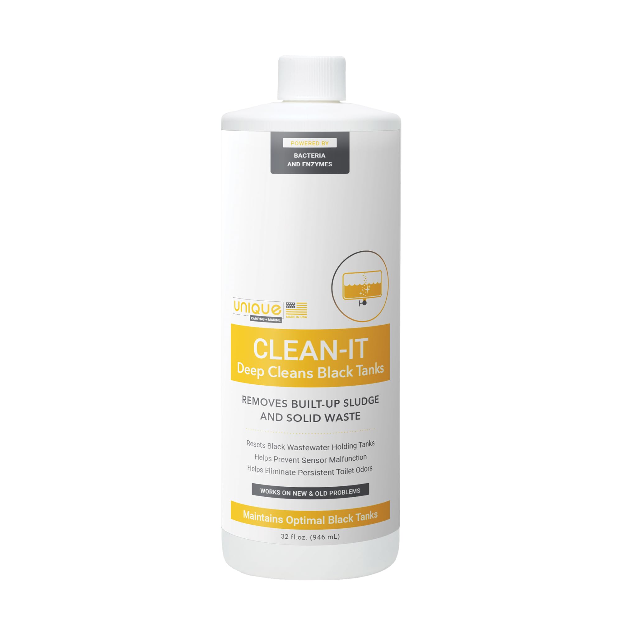Unique Clean-It Rv Black Tank Cleaner Liquid, Enzyme Deep Cleaner Digests Waste Accumulation And Buildup, Eliminates Odor, Forme