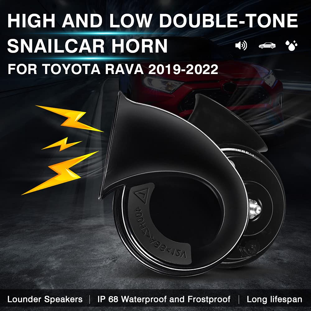 Autorder Car Horn Kit for Toyota RAV4 2019-2025, 12V Snail Horn, Waterproof, Black, Model Autorder0526