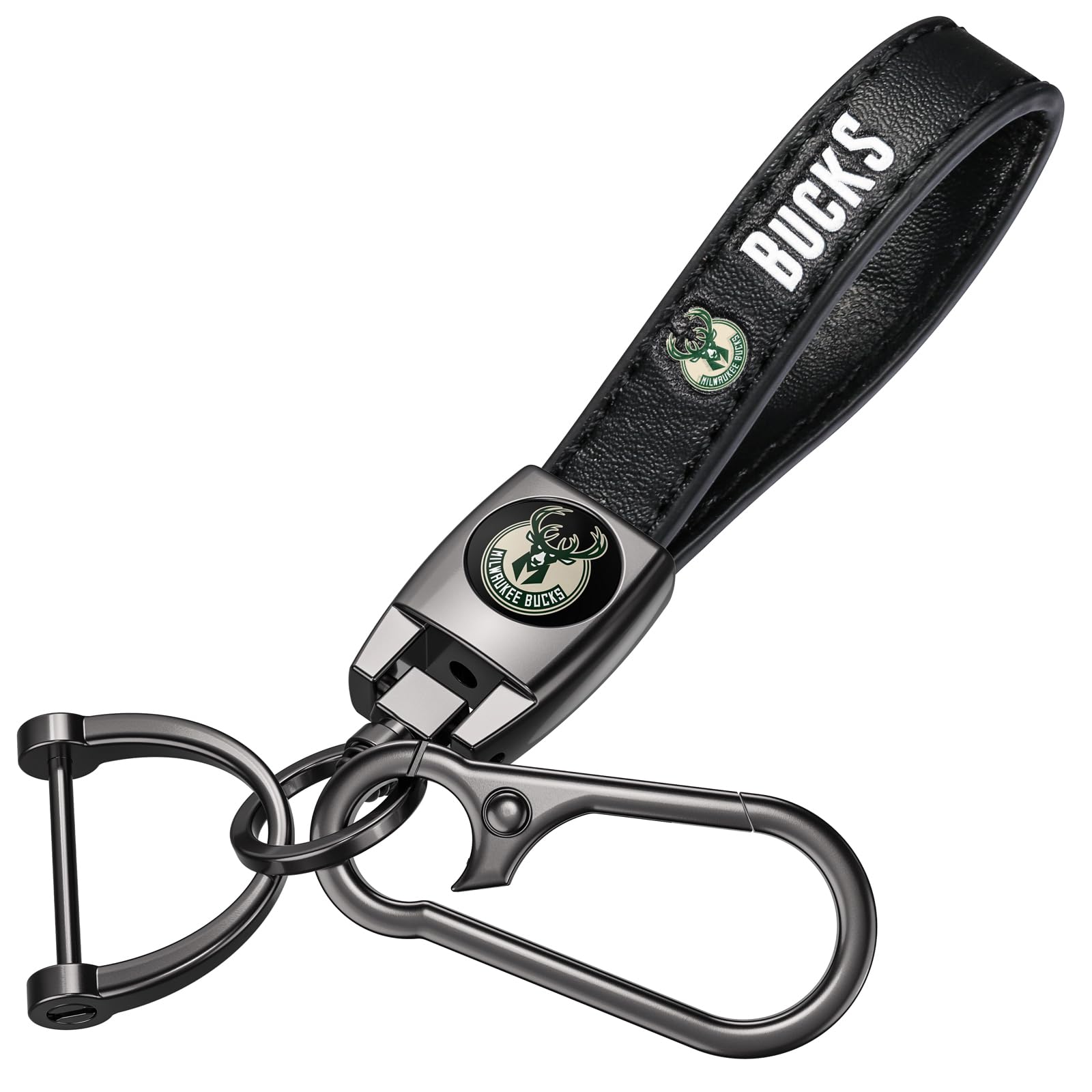 EMIJOY Bucks Car Keychain Keyring for Women Men,Milwaukee Bucks Key Chain Key Ring,Auto Fob Holder Key Lanyard,Basketball Stuffs