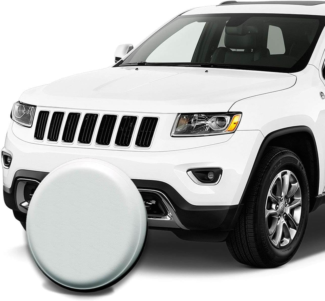 AmFor Universal Spare Tire Cover for Jeep, RV, Truck - Weatherproof PVC, White, Fits 25"-27" Diameter, Model BT-14FW