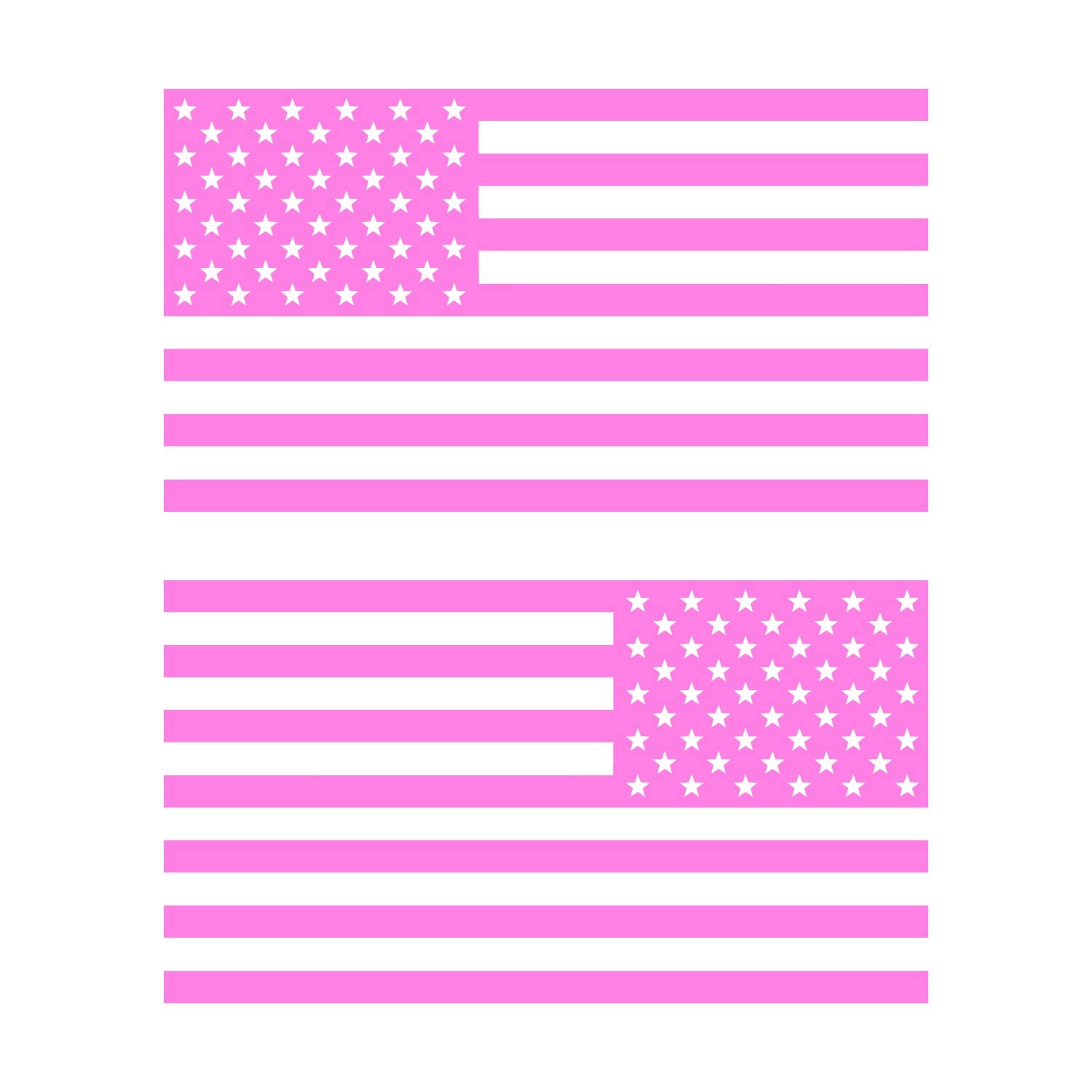 American Us Flag [Pick Color/Size] Vinyl Decal Sticker For Laptop/Car/Truck/Window/Bumper (5In Subdued Pair, Matte Pink)