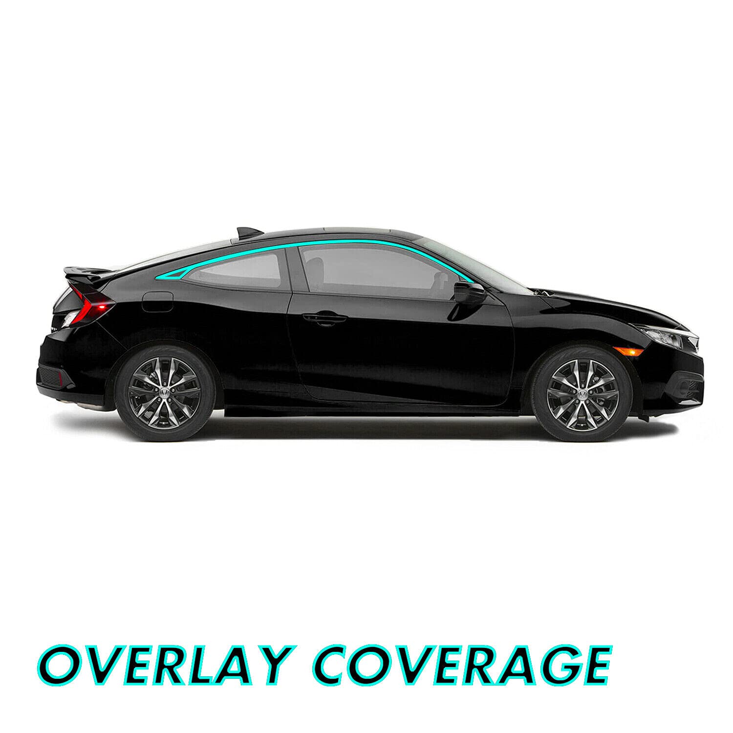 SlickMod Chrome Delete Vinyl Overlay for 2016-2021 Honda Civic Coupe - Gloss Black, Model: HON-CIV-2D-1621-CTD