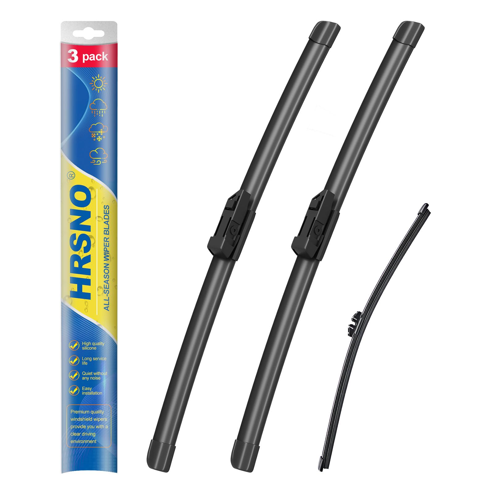 Hrsno 24''+20'' Windshield Wipers With 15'' Rear Wiper Blade Sets Automotive Replacement For Bmw X5 2007-2013,Easy For Installat