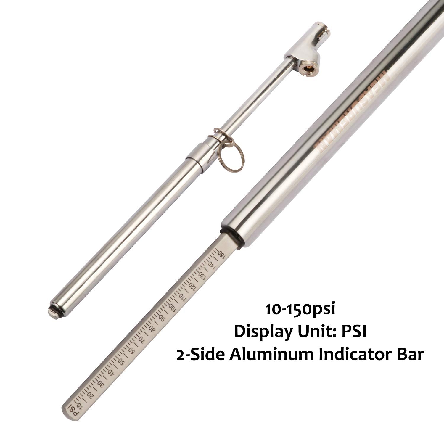 MEASUREMAN Dual Head Truck Tire Gauge, Solid Brass & Aluminum, 10-150psi, Straight-on Design, 1 Pack